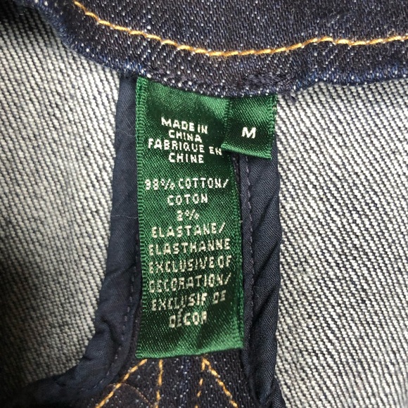 Vintage Lauren Jean Ralph Lauren Denim Jean Jacket Gold Buttons Dark Wash Medium - Picture 7 of 12